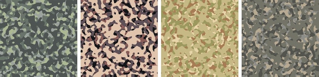 4 迷彩背景セット パターン デザイン ベクトル イラスト 陸軍背景