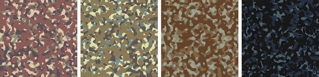 Free vector 4 camouflage background set pattern design vector illustration army backdrop