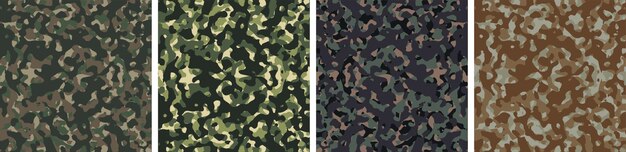 4 camouflage background set pattern design vector illustration army backdrop