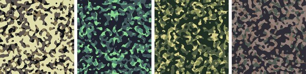 4 camouflage background set pattern design vector illustration army backdrop