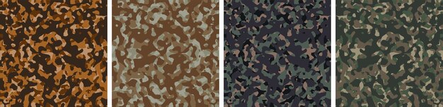 4 Camouflage Background Set Pattern Design Vector Illustration Army Backdrop