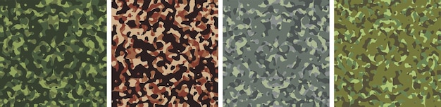 4 Camouflage Background Set Pattern Design Vector Illustration Army Backdrop