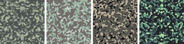 4 Camouflage Background Set Pattern Design Vector Illustration Army Backdrop