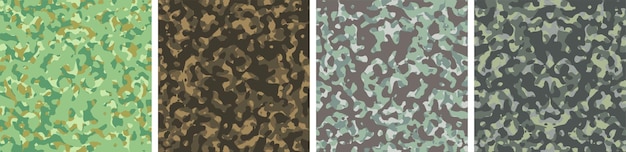 Free vector 4 camouflage background set pattern design vector