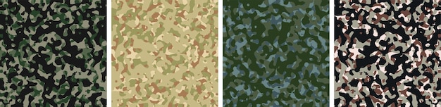 Free vector 4 camouflage background set pattern design vector