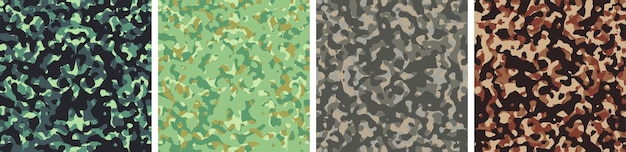 Free vector 4 camouflage background set pattern design vector