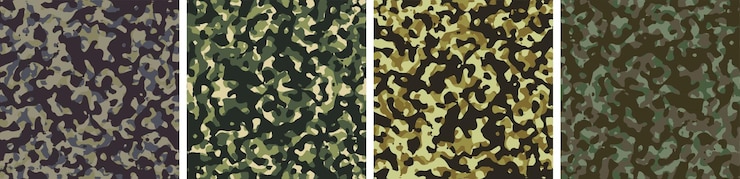 Free Vector 4 camouflage background set pattern design vector