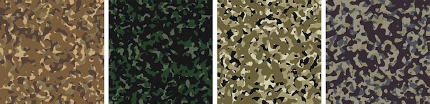 Free vector 4 camouflage background set pattern design vector