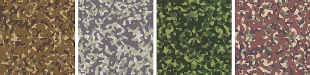 4 Camouflage Background Set Pattern Design Vector