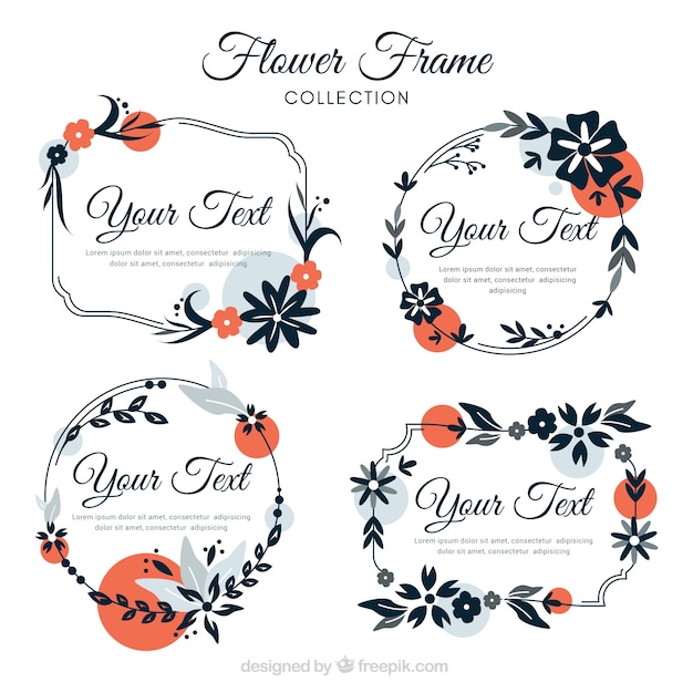 4 elegant floral frames