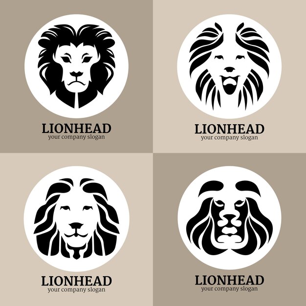4 логотипа льва, круговой стиль