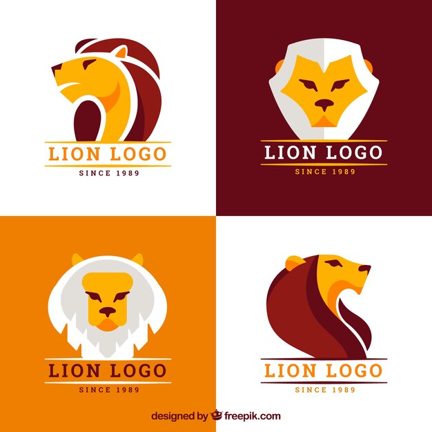 4 lion logos, full color