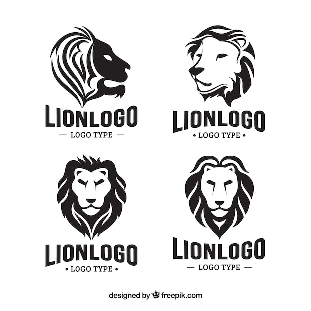 4 lion logos on a white background