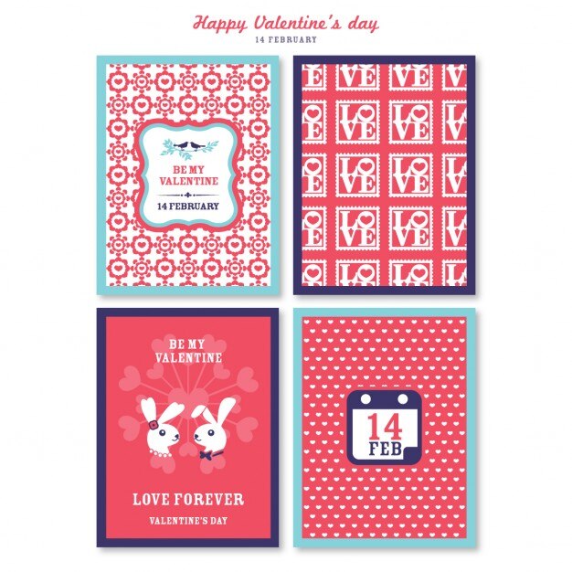 Free vector 4 love cards for valentine