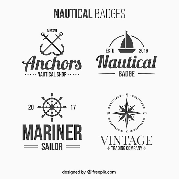 Free vector 4 nautical badges