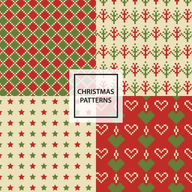 Free Vector 4 patterns for christmas