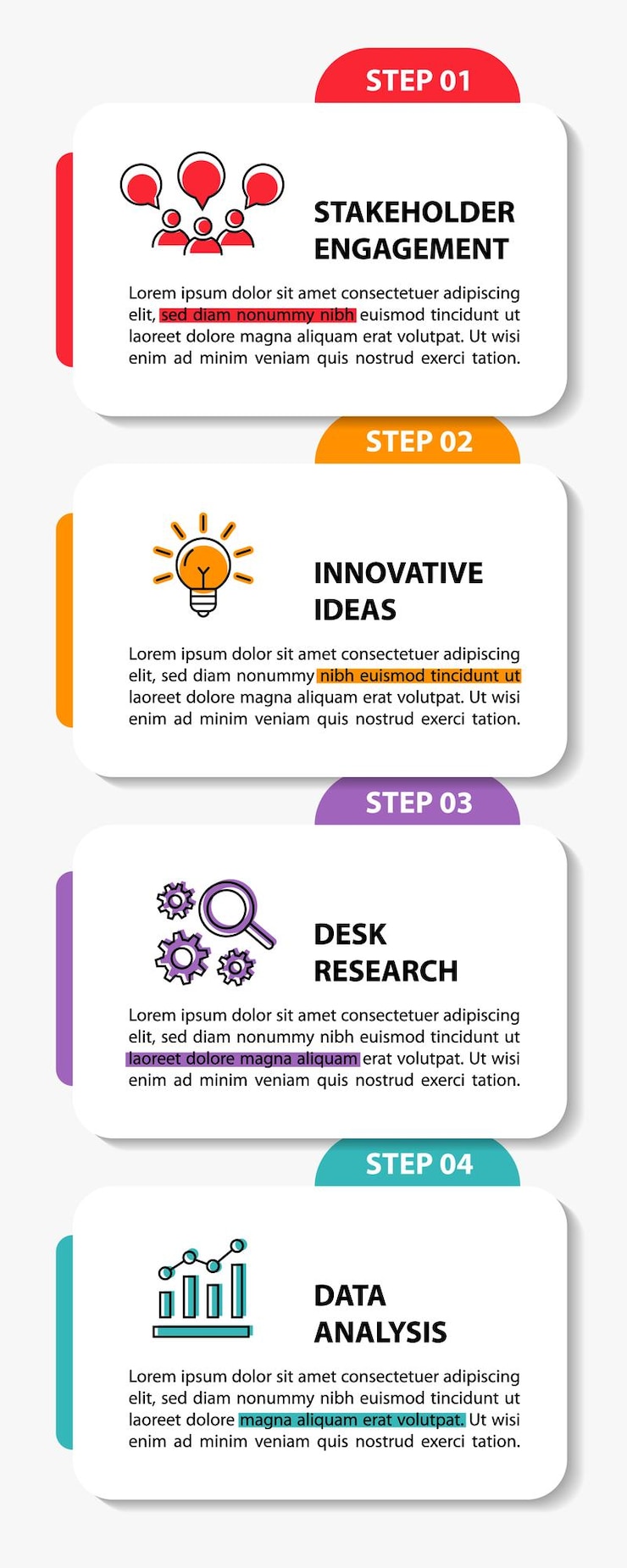 Free Vector 4 steps infographic flowchart design template