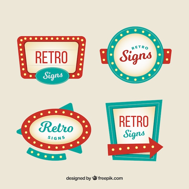 Free vector 4 vintage signs with lights