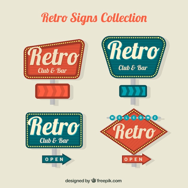 Free vector 4 vintage signs