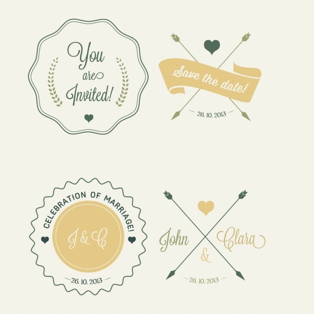 Free vector 4 wedding badges