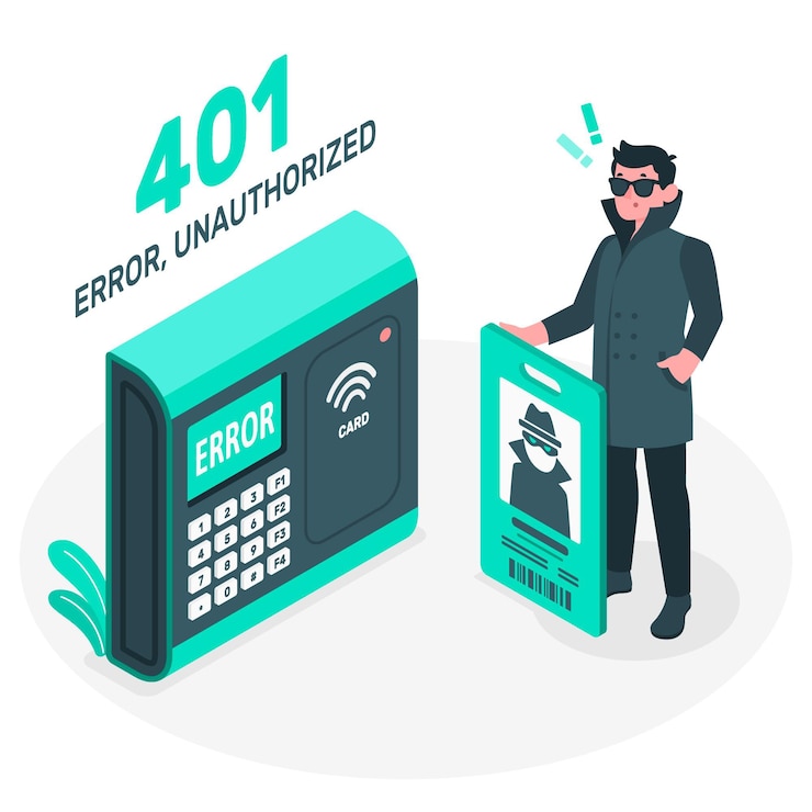 Free Vector 401 error unauthorized concept illustration