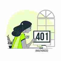 Free vector 401 error unauthorized concept illustration