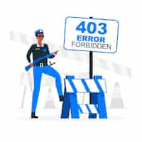 Free vector 403 error forbidden (with police) concept illustration