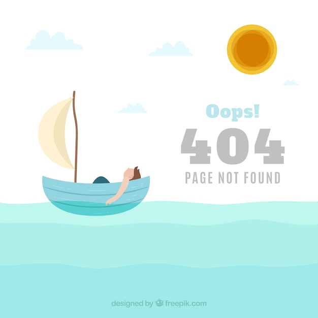 Free vector 404 error background with boat in flat style