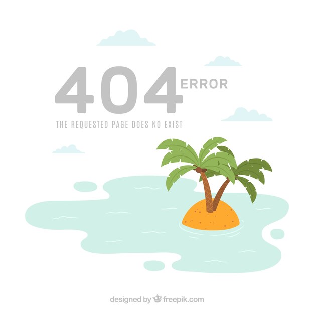 404 error background with desert island in flat style