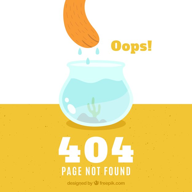 404 error background with fish tank in flat style