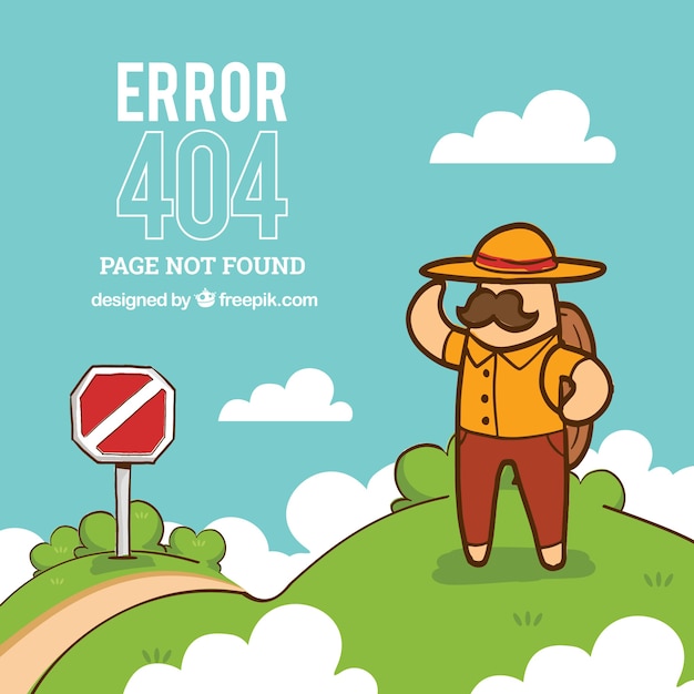 404 error background with hiker