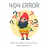 Бесплатное векторное изображение 404 ошибка фона с красивым гномом