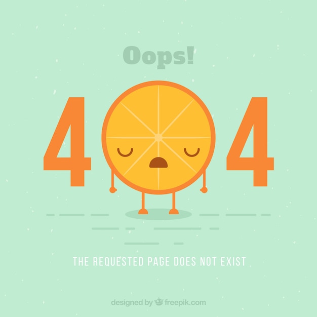 Free vector 404 error background with orange piece in flat style