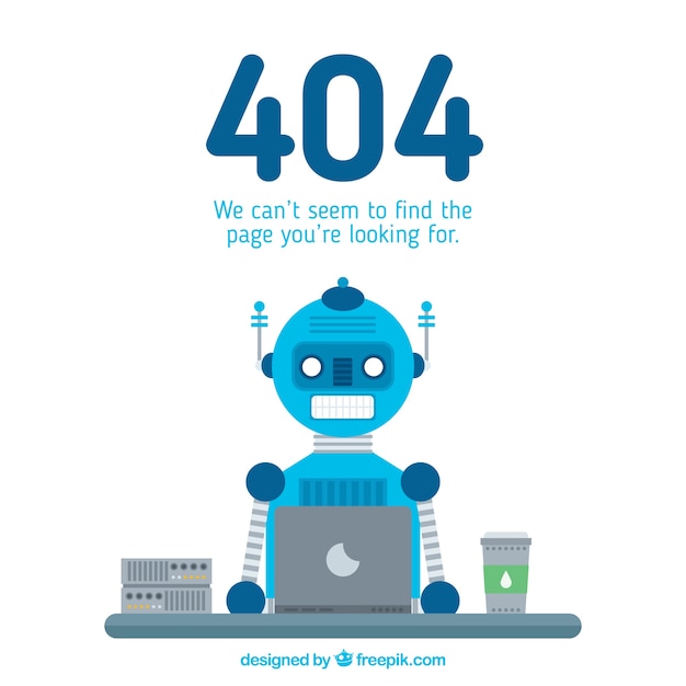 Vettore gratuito concetto di errore 404 con robot blu