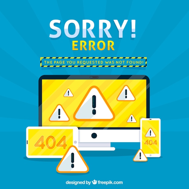 Free vector 404 error concept with computer and smartphone