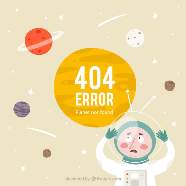 Бесплатное векторное изображение 404 ошибка с плоским астронавтом