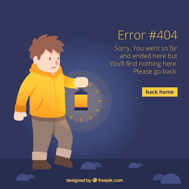 404 error concept with man holding lamp