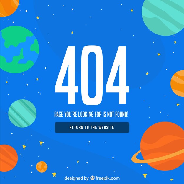 404 concetto di errore con pianeti