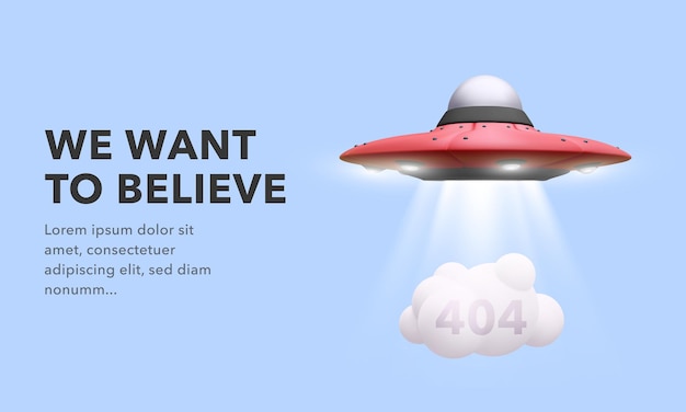 Errore 404 pagina non trovata design con ufo. illustrazione 3d