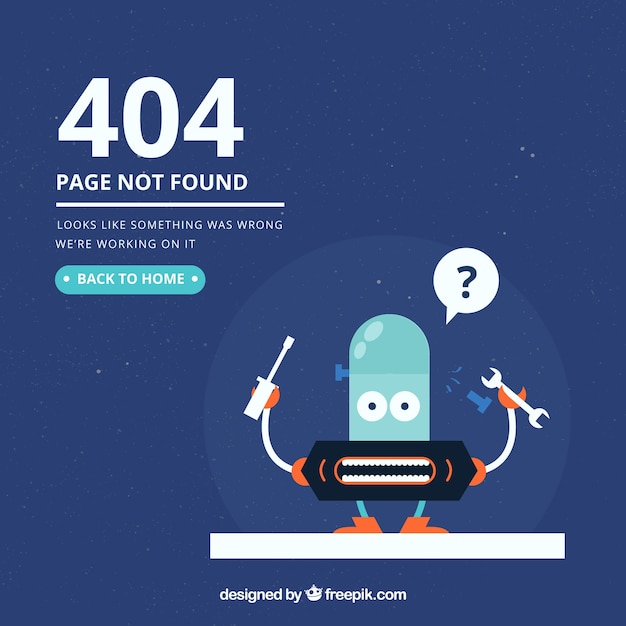 Modello di errore 404 in stile piano