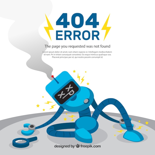 Modello di errore 404 in stile piano