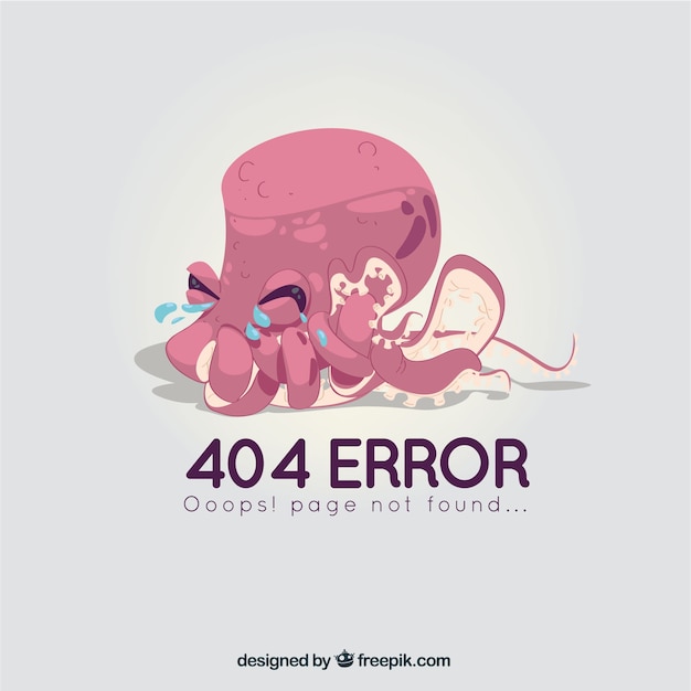404 오류 템플릿 낙지 손에 그려진 스타일