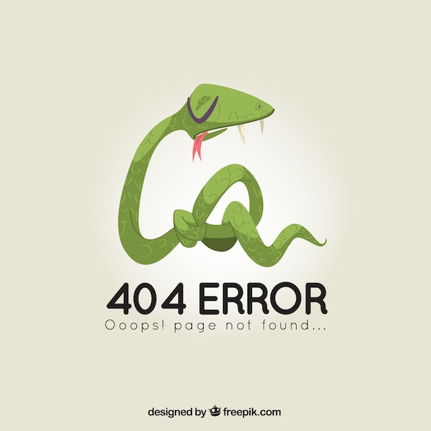 404 error template with snake in hand drawn style