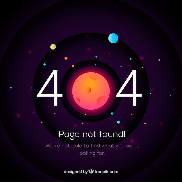 フラットスタイルのスペースを持つ404エラーテンプレート
