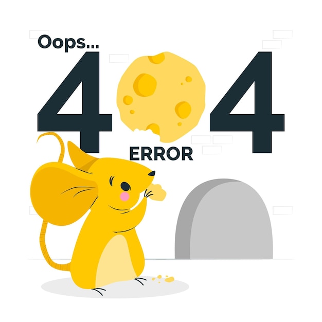 かわいい動物のコンセプトイラストで404エラー