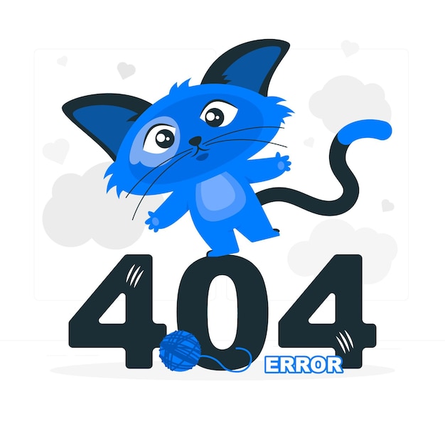 Errore 404 con un'illustrazione di concetto animale carino