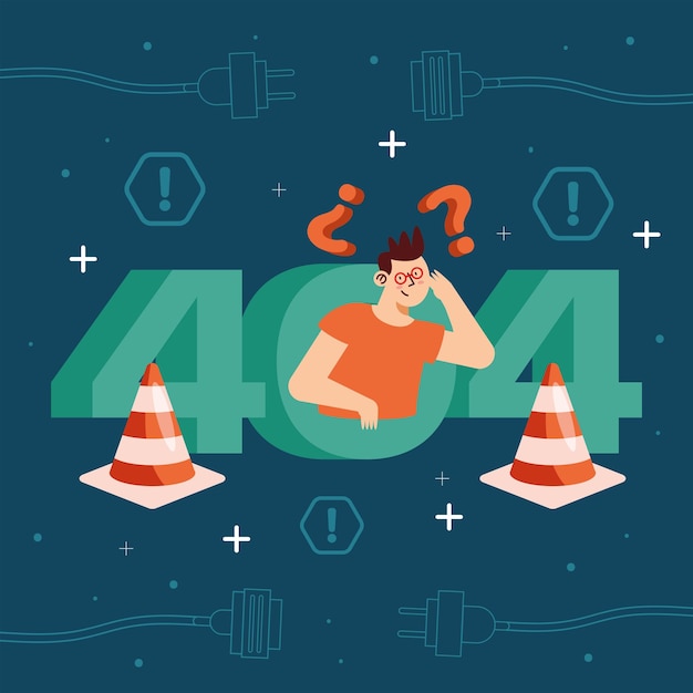 Free vector 404 error with man and cones