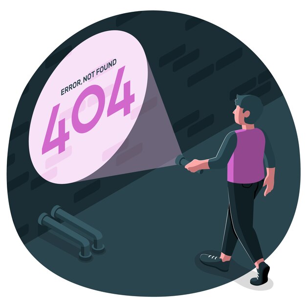 404 error with person looking for concept illustration