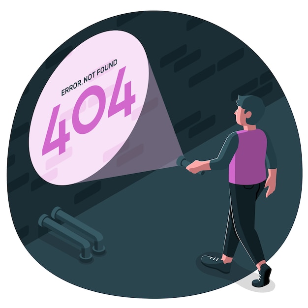Бесплатное векторное изображение Ошибка 404 у человека, ищущего концептуальную иллюстрацию