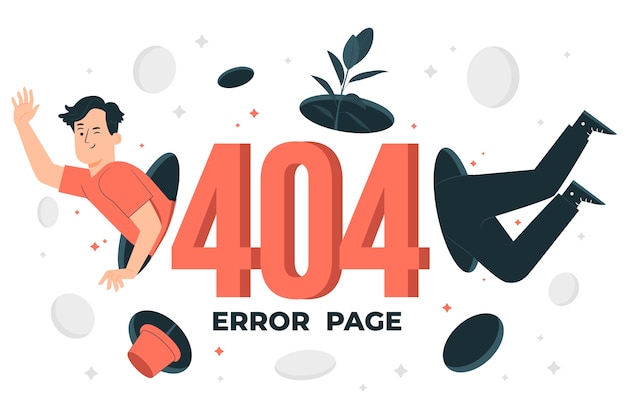 Vettore gratuito errore 404 con l'illustrazione del concetto di portali